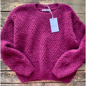 Handmade Kosa Knitwear Alpaca Wool Sweater-Berry, Size Small